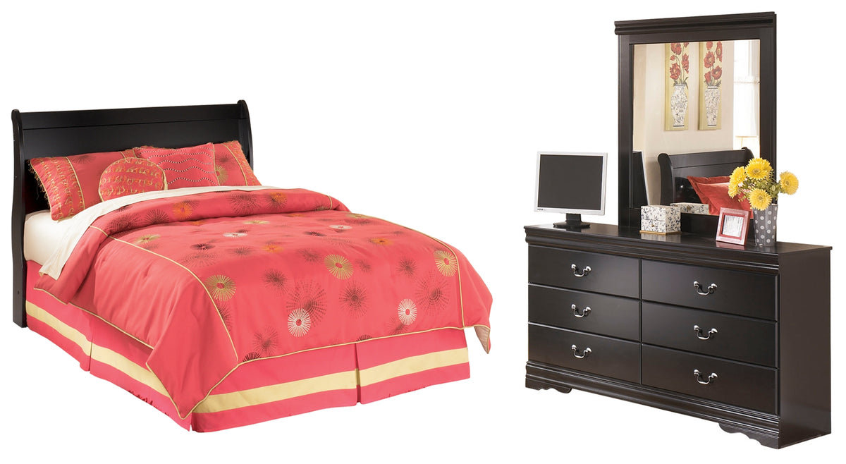 Diamond Furniture - Ashley Furniture - Huey Vineyard Full Sleigh Headboard, Dresser and Mirror - Full Sleigh Headboard, Dresser and Mirror - B128B46