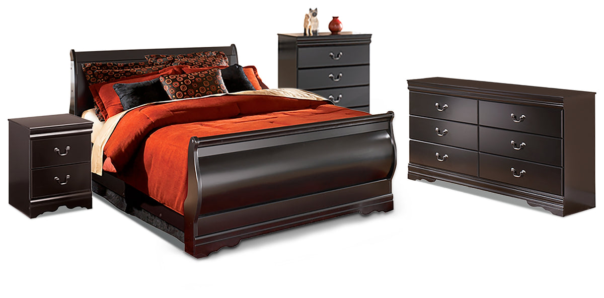 Diamond Furniture - Ashley Furniture - Huey Vineyard Queen Sleigh Bed, Dresser, Chest and Nightstand - Queen Sleigh Bed, Dresser, Chest and Nightstand - B128B19