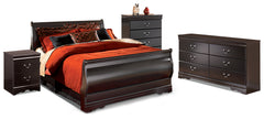 Diamond Furniture - Ashley Furniture - Huey Vineyard Queen Sleigh Bed, Dresser, Chest and Nightstand - Queen Sleigh Bed, Dresser, Chest and Nightstand - B128B19