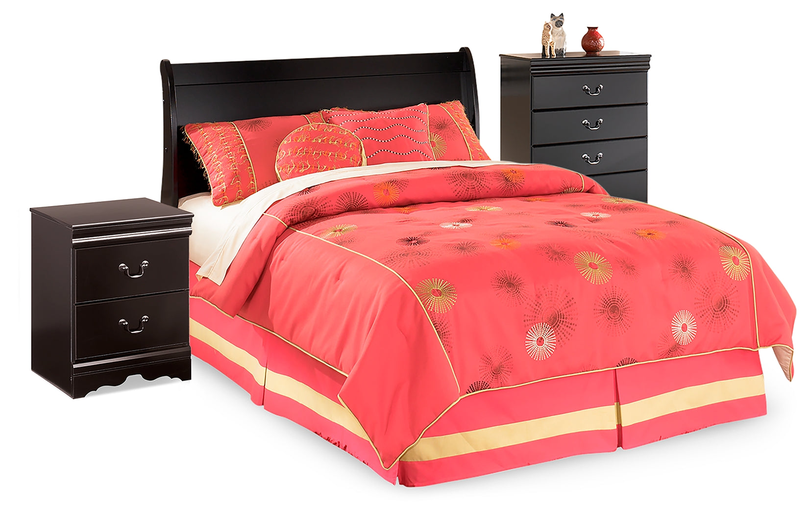 Diamond Furniture - Ashley Furniture - Huey Vineyard Full Sleigh Headboard, Chest and Nightstand - Full Sleigh Headboard, Chest and Nightstand - B128B34