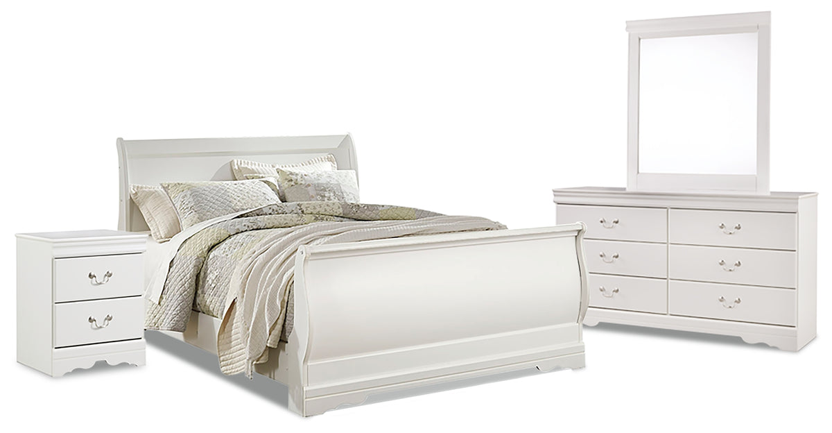 Diamond Furniture - Ashley Furniture - Anarasia Queen Sleigh Bed, Dresser, Mirror and Nightstand - Queen Sleigh Bed, Dresser, Mirror and Nightstand - B129B9