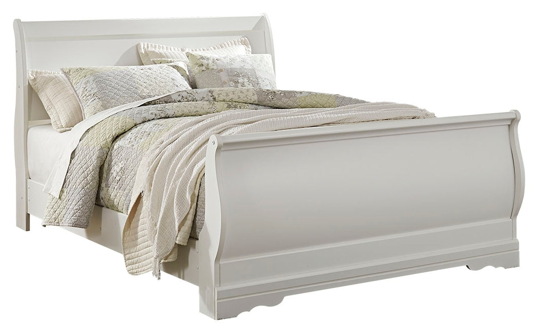 Diamond Furniture - Ashley Furniture - Anarasia Queen Sleigh Bed, Dresser and Mirror - Queen Sleigh Bed, Dresser and Mirror / White - B129B5