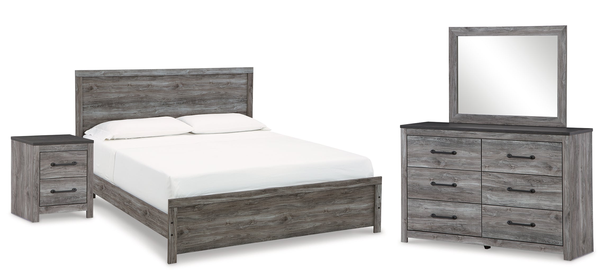Diamond Furniture - Ashley Furniture - Bronyan King Panel Bed, Dresser, Mirror and Nightstand - King Panel Bed, Dresser, Mirror and Nightstand - B1290B9