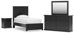 Diamond Furniture - Ashley Furniture - Maribel Twin Panel Bed, Dresser, Mirror and Nightstand - Twin Panel Bed, Dresser, Mirror and Nightstand - B138B61