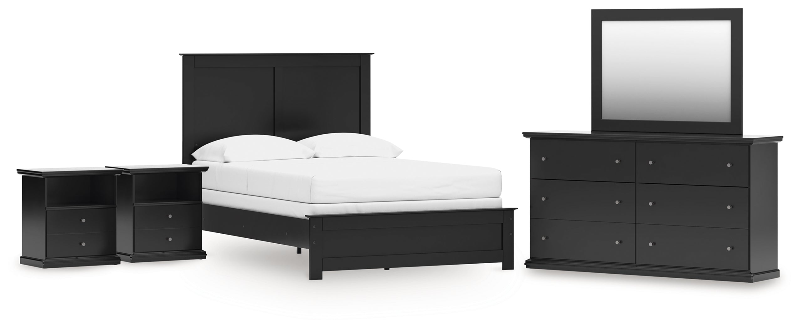 Diamond Furniture - Ashley Furniture - Maribel Full Panel Bed with Dresser, Mirror and 2 Nightstands - Full Panel Bed with Dresser, Mirror and 2 Nightstands - B138B77