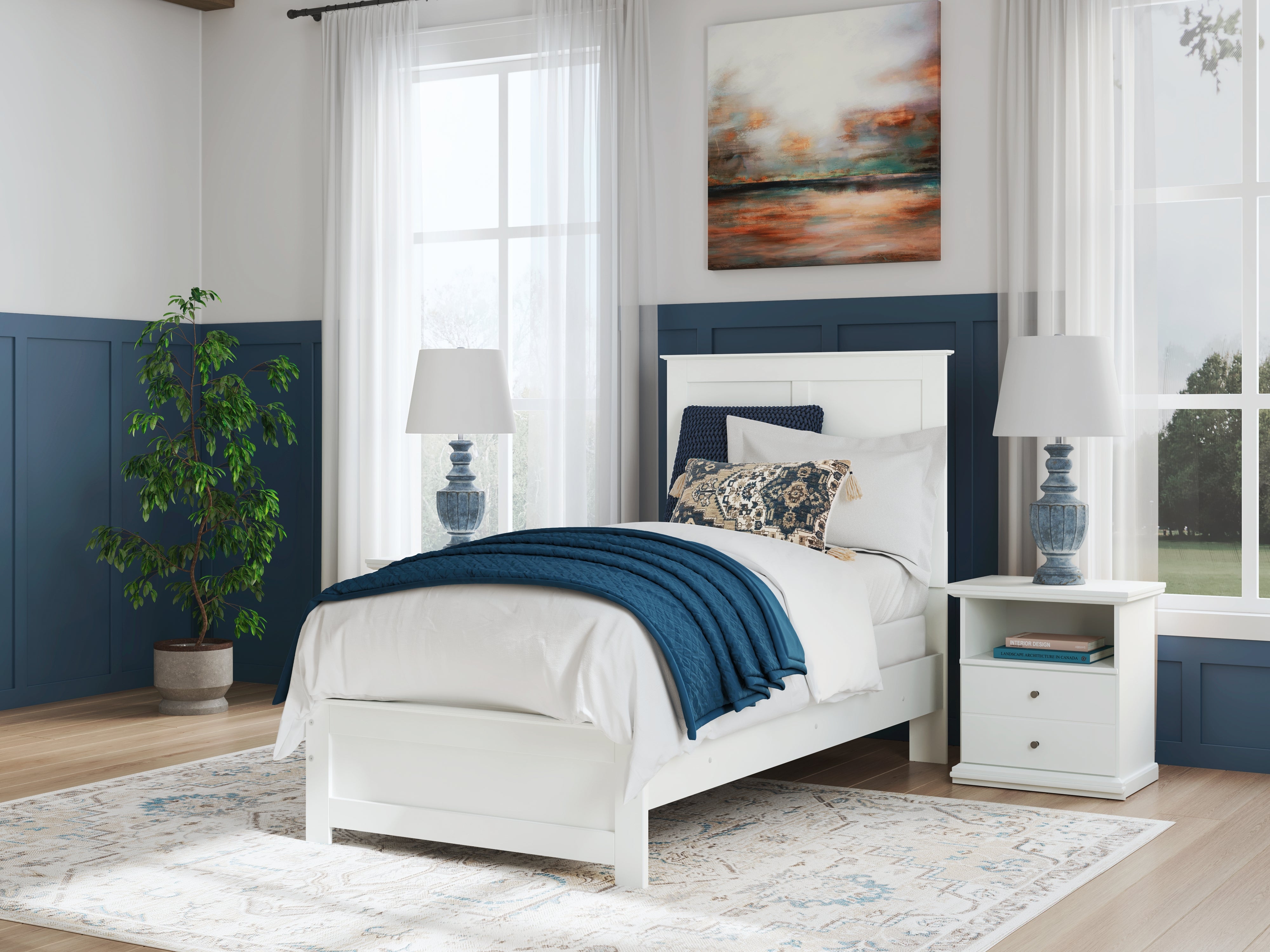 Diamond Furniture - Ashley Furniture - Bostwick Shoals Bedroom - Twin Panel Bed / White - B139B41