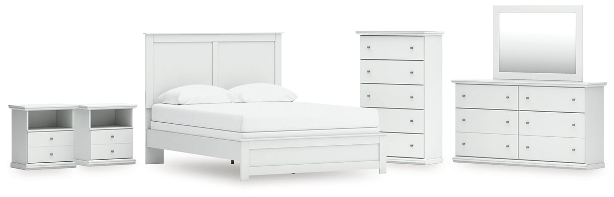 Diamond Furniture - Ashley Furniture - Bostwick Shoals Queen Panel Bed with Mirrored Dresser, Chest and 2 Nightstands - Queen Panel Bed with Mirrored Dresser, Chest and 2 Nightstands - B139B49