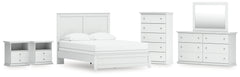 Diamond Furniture - Ashley Furniture - Bostwick Shoals Queen Panel Bed with Mirrored Dresser, Chest and 2 Nightstands - Queen Panel Bed with Mirrored Dresser, Chest and 2 Nightstands - B139B49