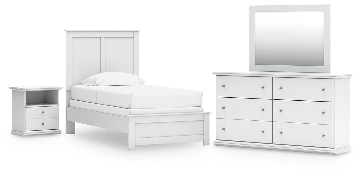 Diamond Furniture - Ashley Furniture - Bostwick Shoals Twin Panel Bed, Dresser, Mirror and Nightstand - Twin Panel Bed, Dresser, Mirror and Nightstand - B139B60
