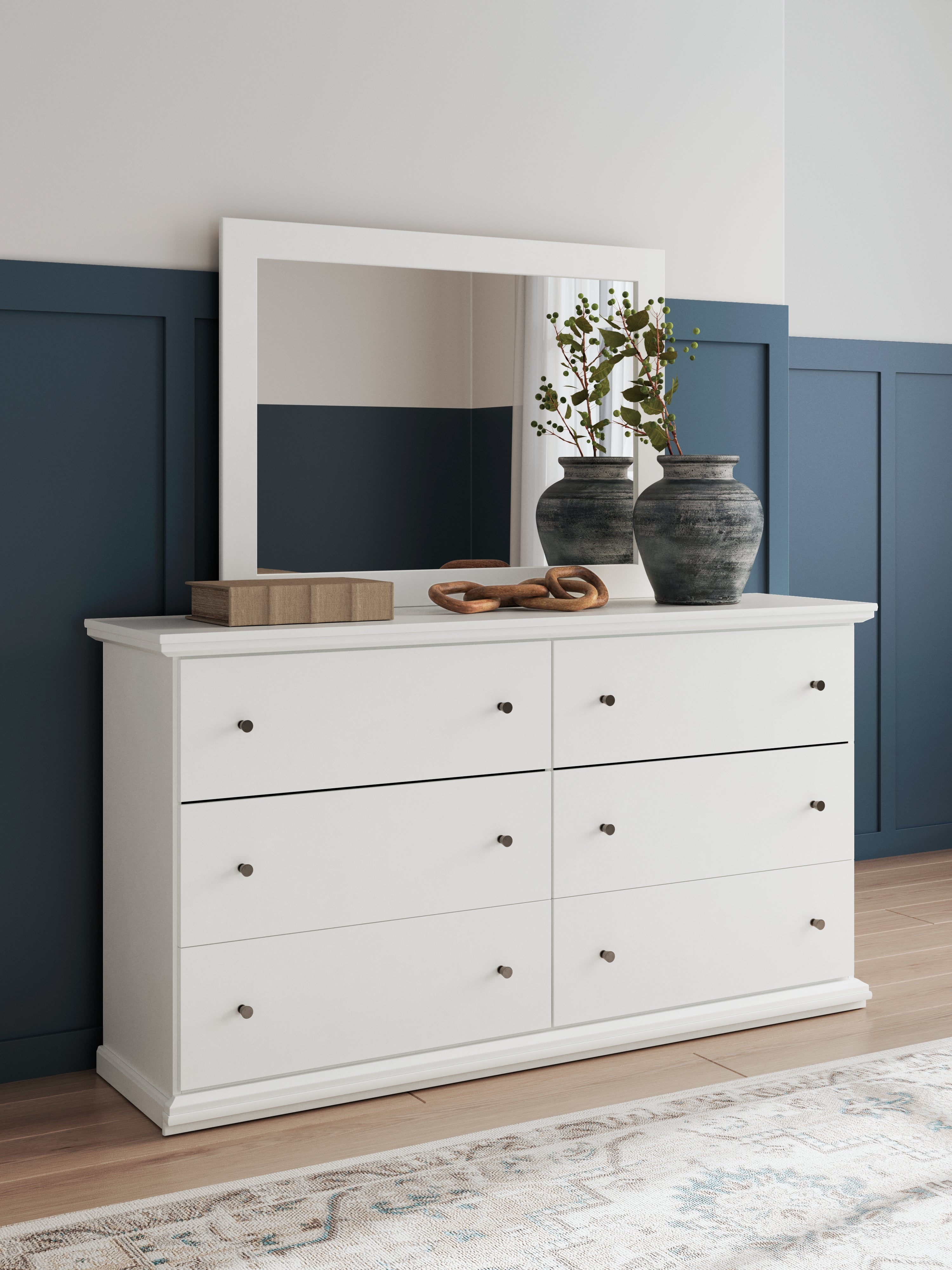 Diamond Furniture - Ashley Furniture - Bostwick Shoals Bedroom - Dresser and Mirror / White - B139B40