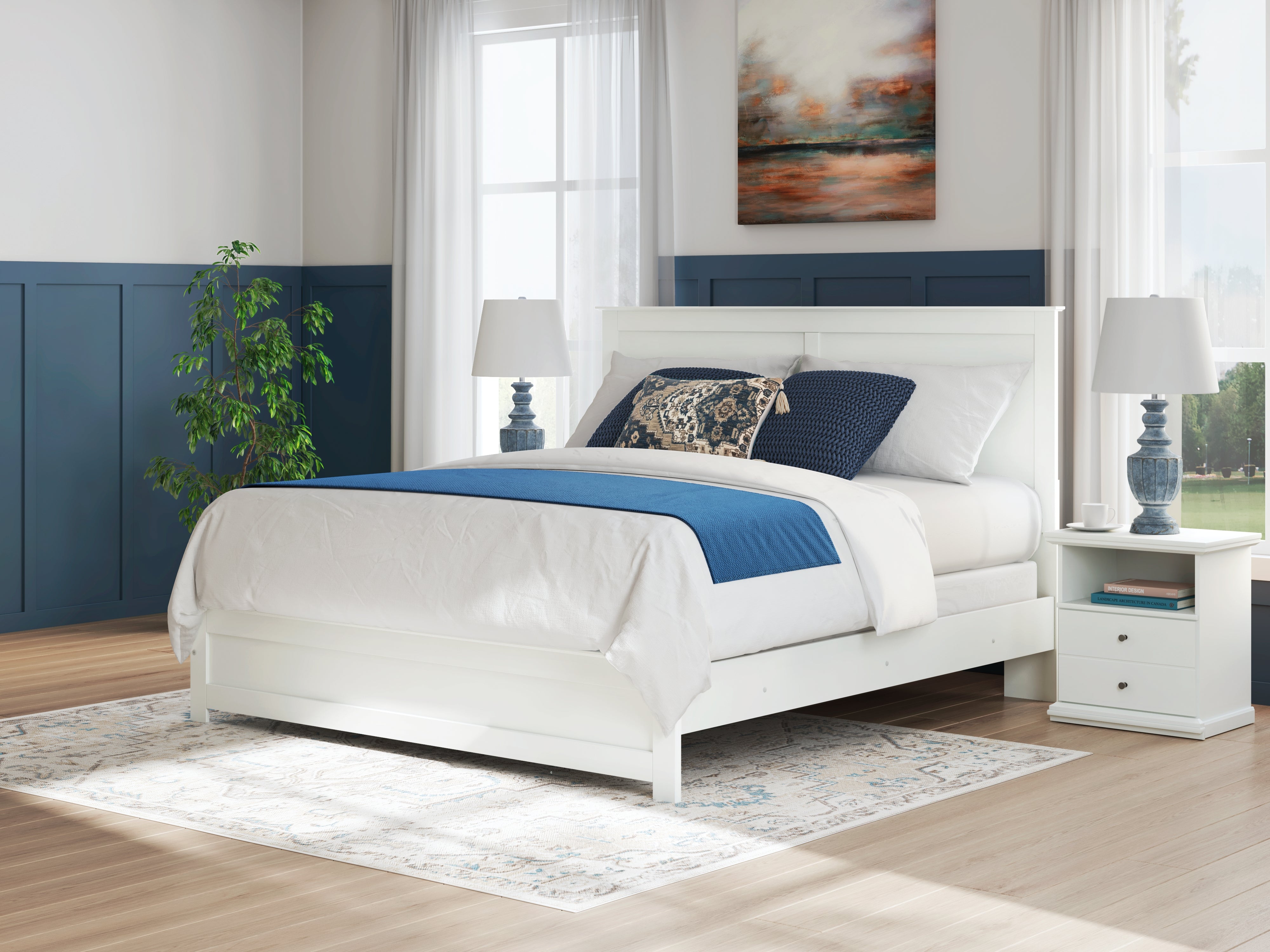 Diamond Furniture - Ashley Furniture - Bostwick Shoals Bedroom - King Panel Bed / White - B139B47