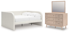 Diamond Furniture - Ashley Furniture - Arloster Full Upholstered Day Bed, Dresser and Mirror - Full Upholstered Day Bed, Dresser and Mirror - PCB1566B15