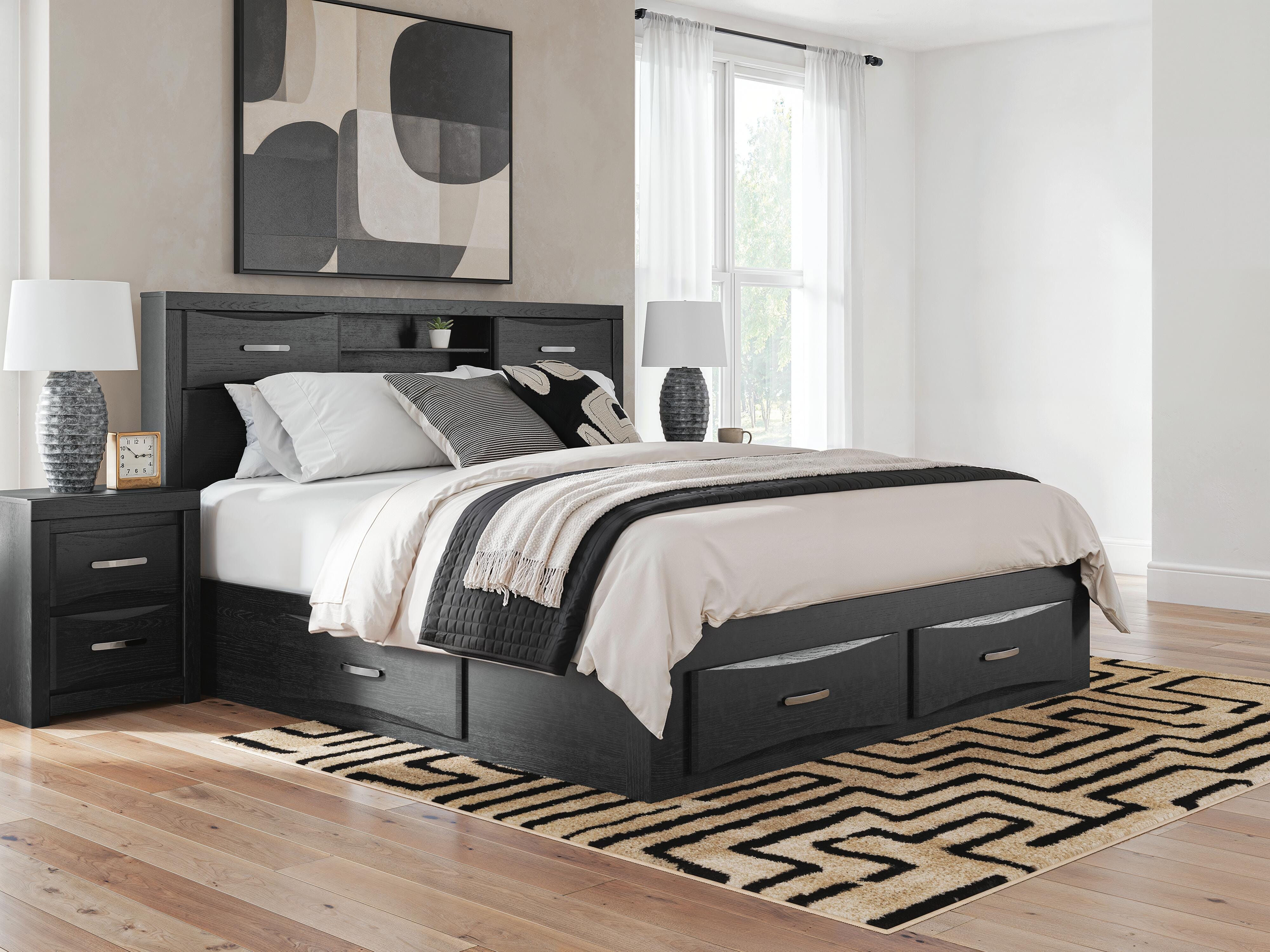 Diamond Furniture - Ashley Furniture - Stabotta King Bookcase Bed with Storage - King Bookcase Bed with Storage - PCB1755B11