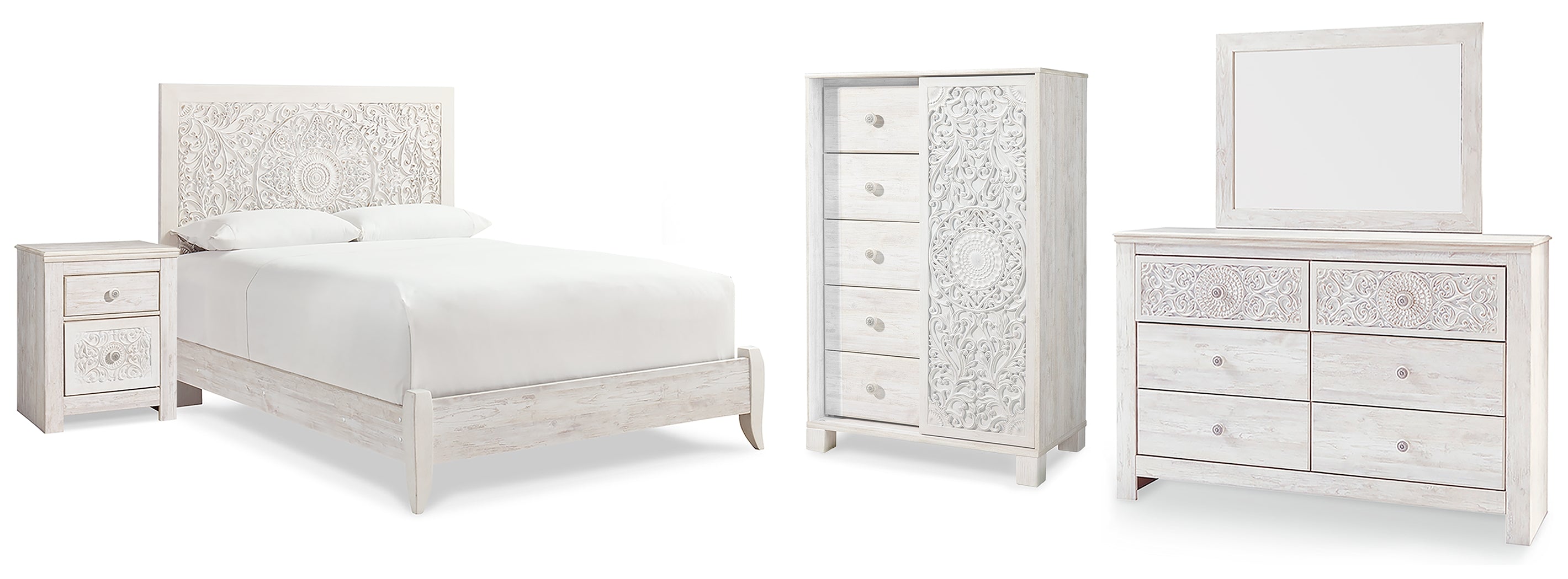 Diamond Furniture - Ashley Furniture - Paxberry Queen Panel Bed, Dresser, Mirror,  Chest and Nightstand - Queen Panel Bed, Dresser, Mirror,  Chest and Nightstand - B181B35