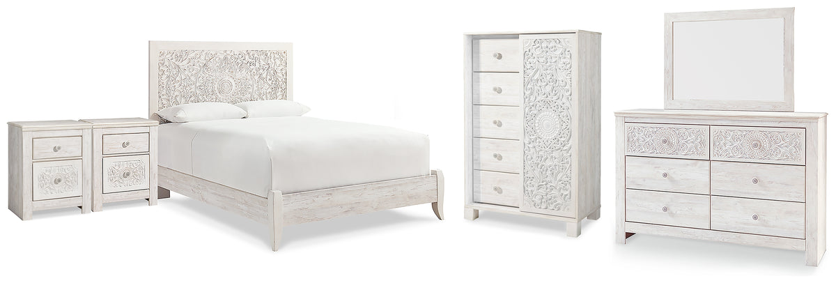 Diamond Furniture - Ashley Furniture - Paxberry Queen Panel Bed, Dresser, Mirror, Chest and 2 Nightstands - Queen Panel Bed, Dresser, Mirror, Chest and 2 Nightstands - B181B36