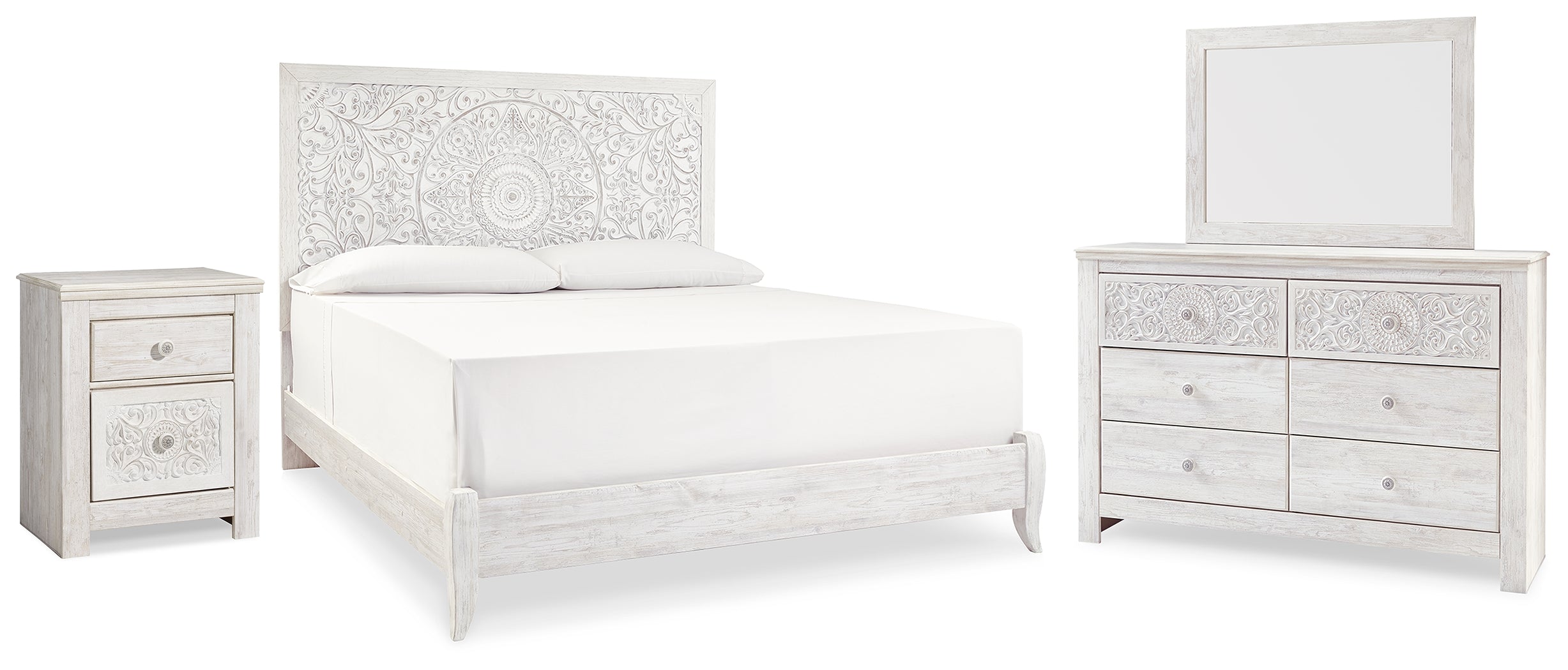 Diamond Furniture - Ashley Furniture - Paxberry King Panel Bed, Dresser, Mirror and Nightstand - King Panel Bed, Dresser, Mirror and Nightstand - B181B33
