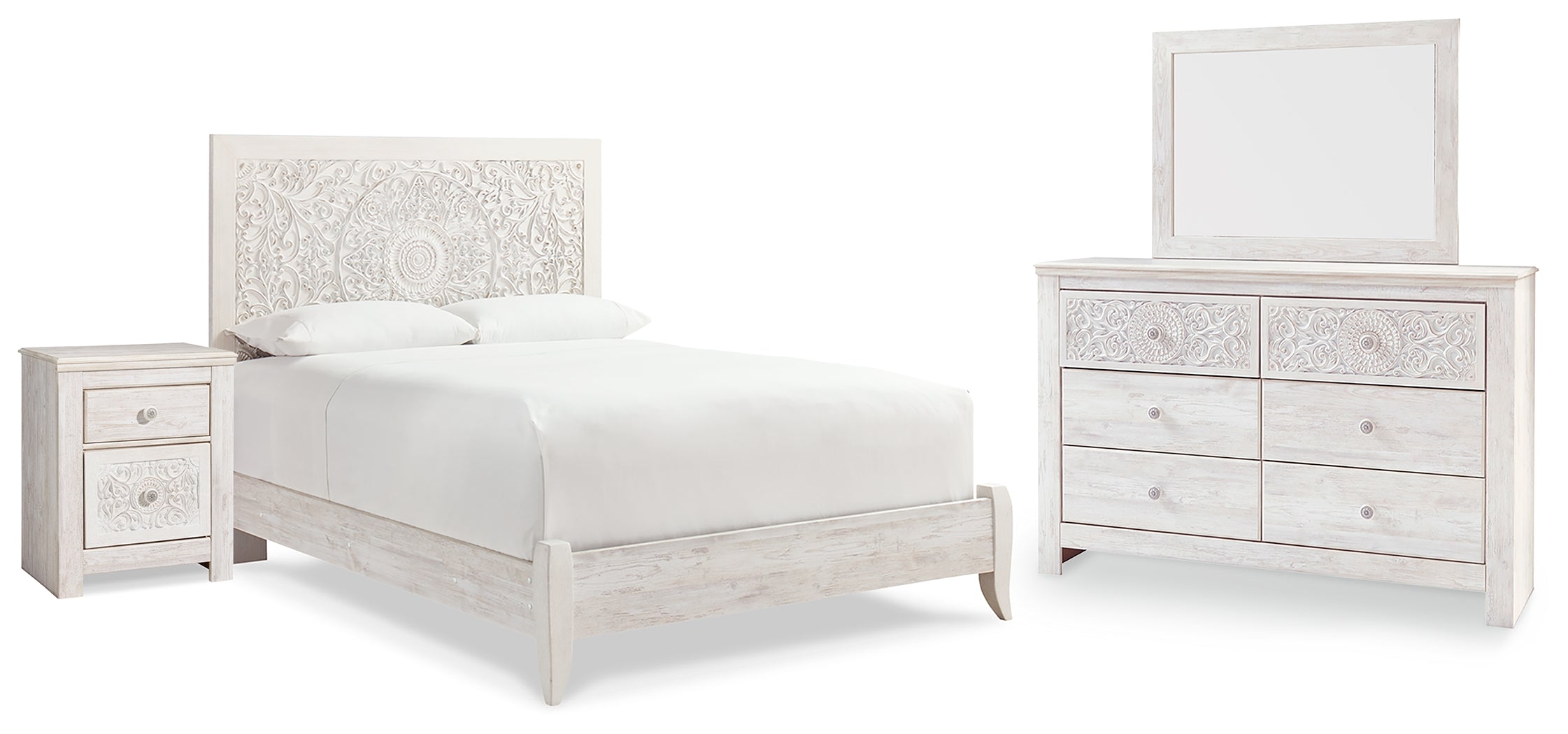 Diamond Furniture - Ashley Furniture - Paxberry Queen Panel Bed, Dresser, Mirror and Nightstand - Queen Panel Bed, Dresser, Mirror and Nightstand - B181B16