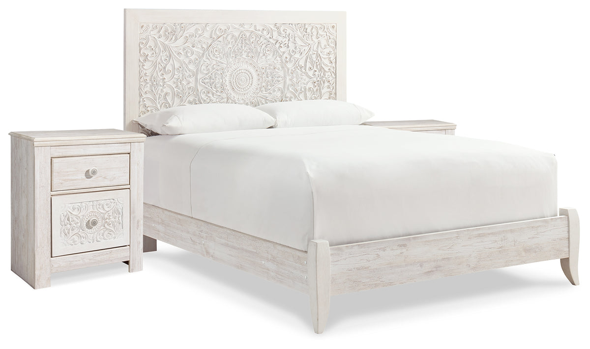 Diamond Furniture - Ashley Furniture - Paxberry Queen Panel Bed and 2 Nightstands - Queen Panel Bed and 2 Nightstands - B181B30