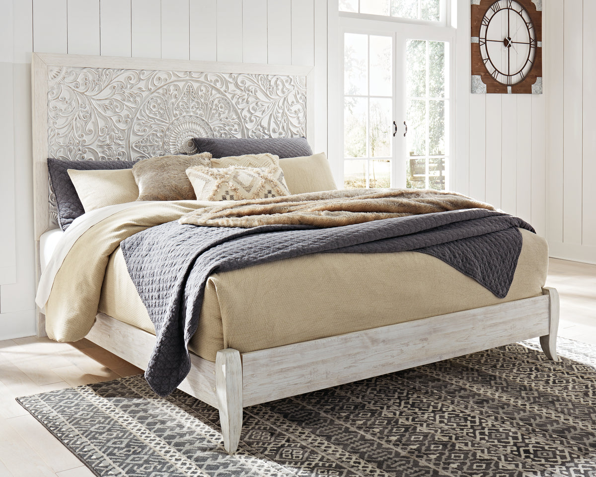 Diamond Furniture - Ashley Furniture - Paxberry King Panel Bed - King Panel Bed / Whitewash - B181B10