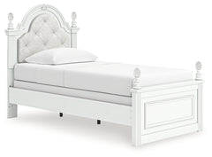 Kozlani Twin Upholstered Panel Bed, Dresser and Mirror