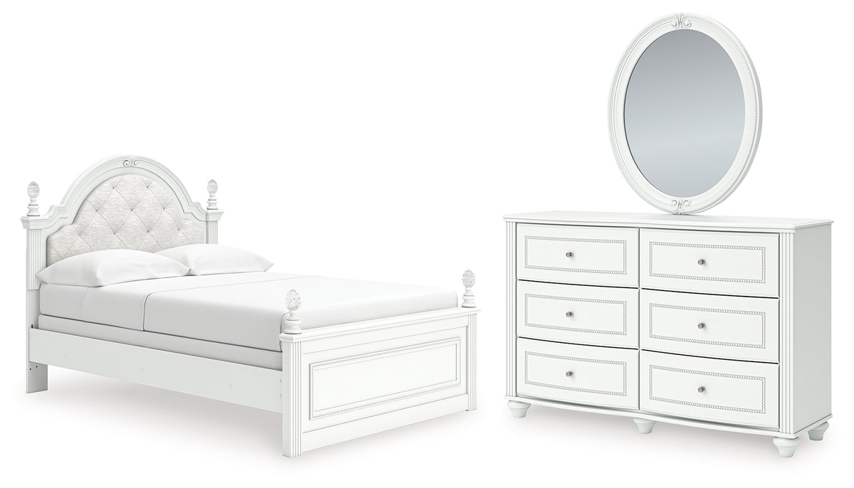 Diamond Furniture - Ashley Furniture - Kozlani Full Upholstered Panel Bed, Dresser and Mirror - Full Upholstered Panel Bed, Dresser and Mirror - PCB1819B15