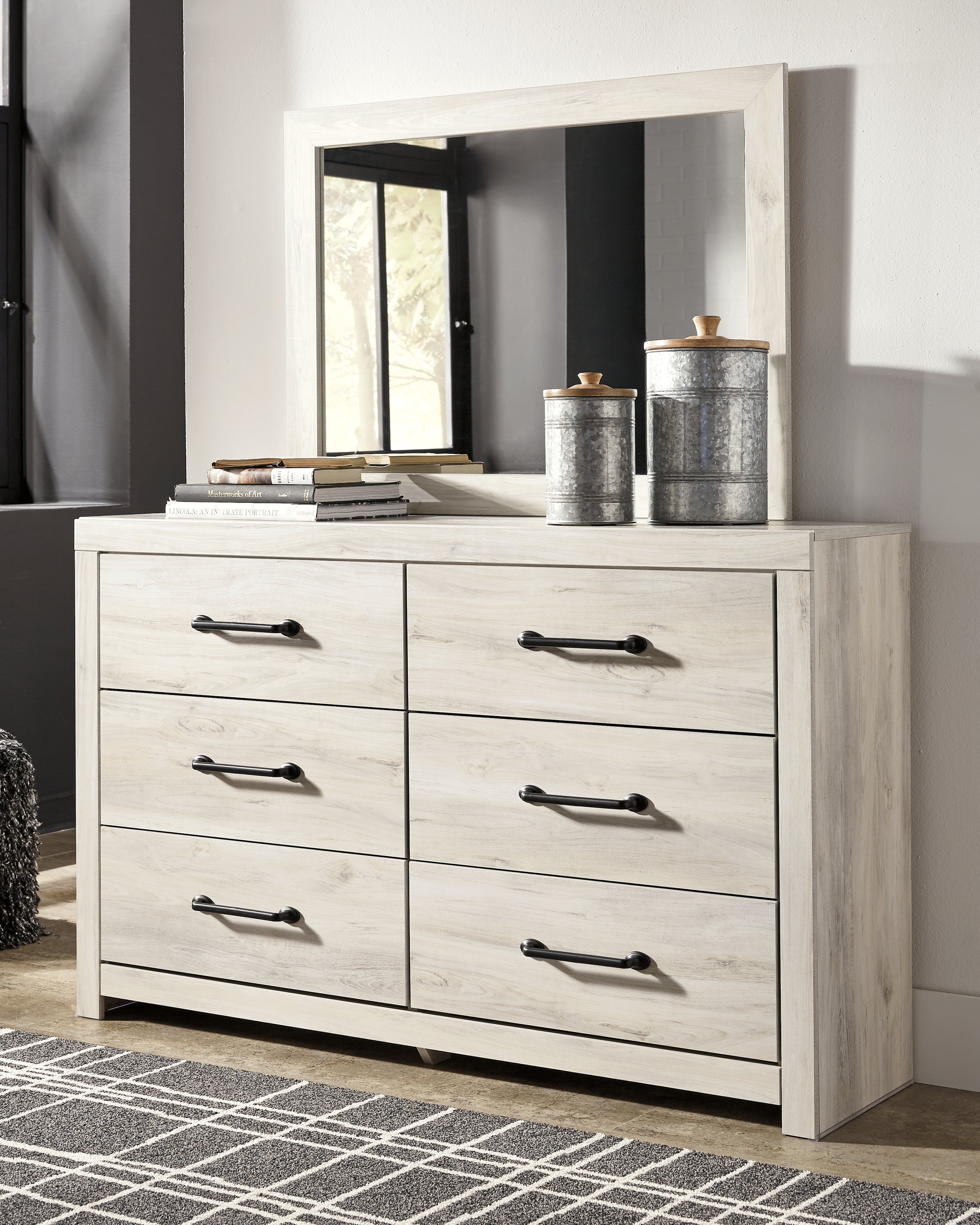 Cambeck King Panel Storage Bed, Dresser, Mirror and Nightstand