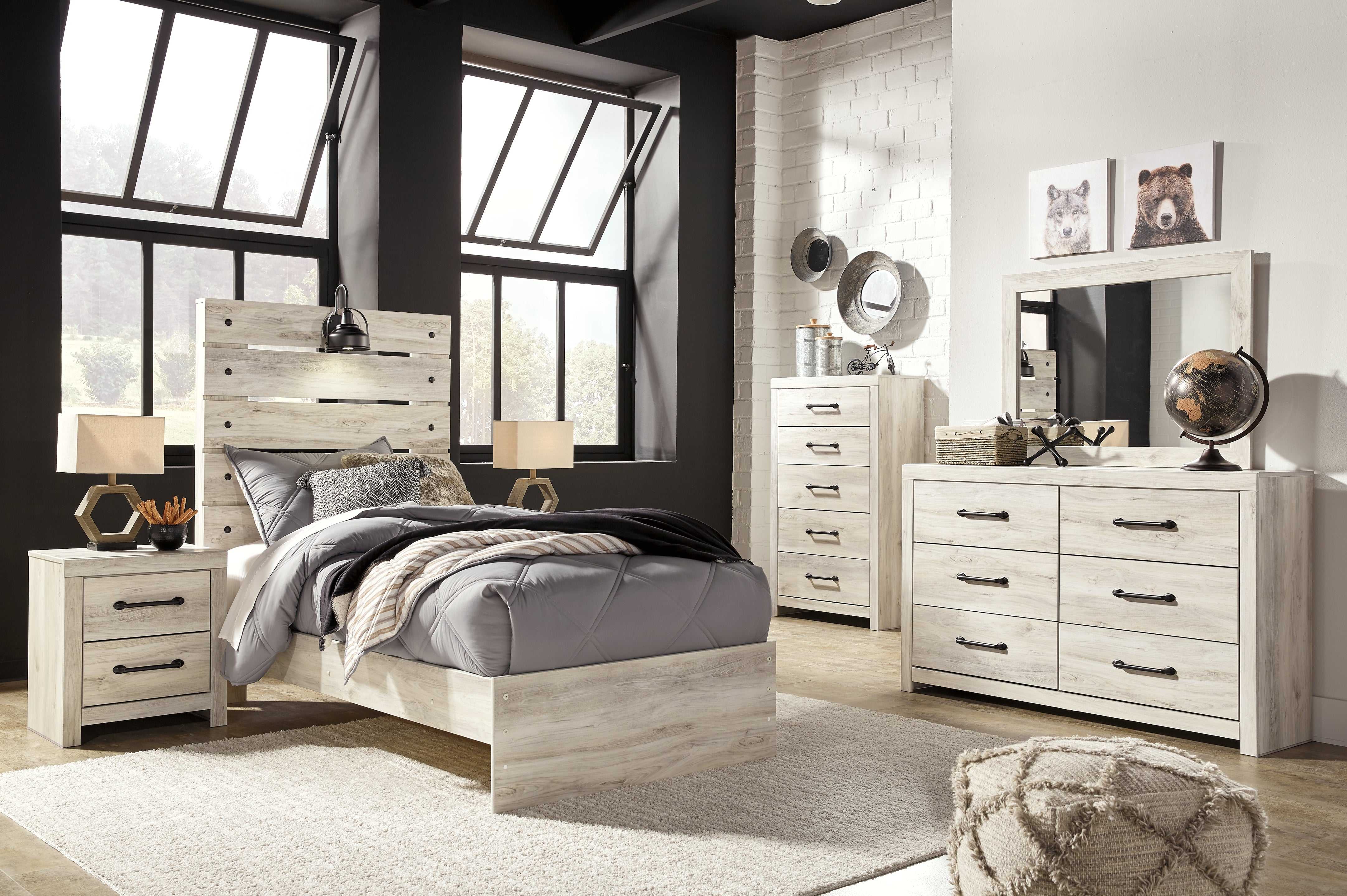 Diamond Furniture - Ashley Furniture - Cambeck Twin Panel Bed, Dresser, Mirror, Chest, and Nightstand - Twin Panel Bed, Dresser, Mirror, Chest, and Nightstand - B192B59