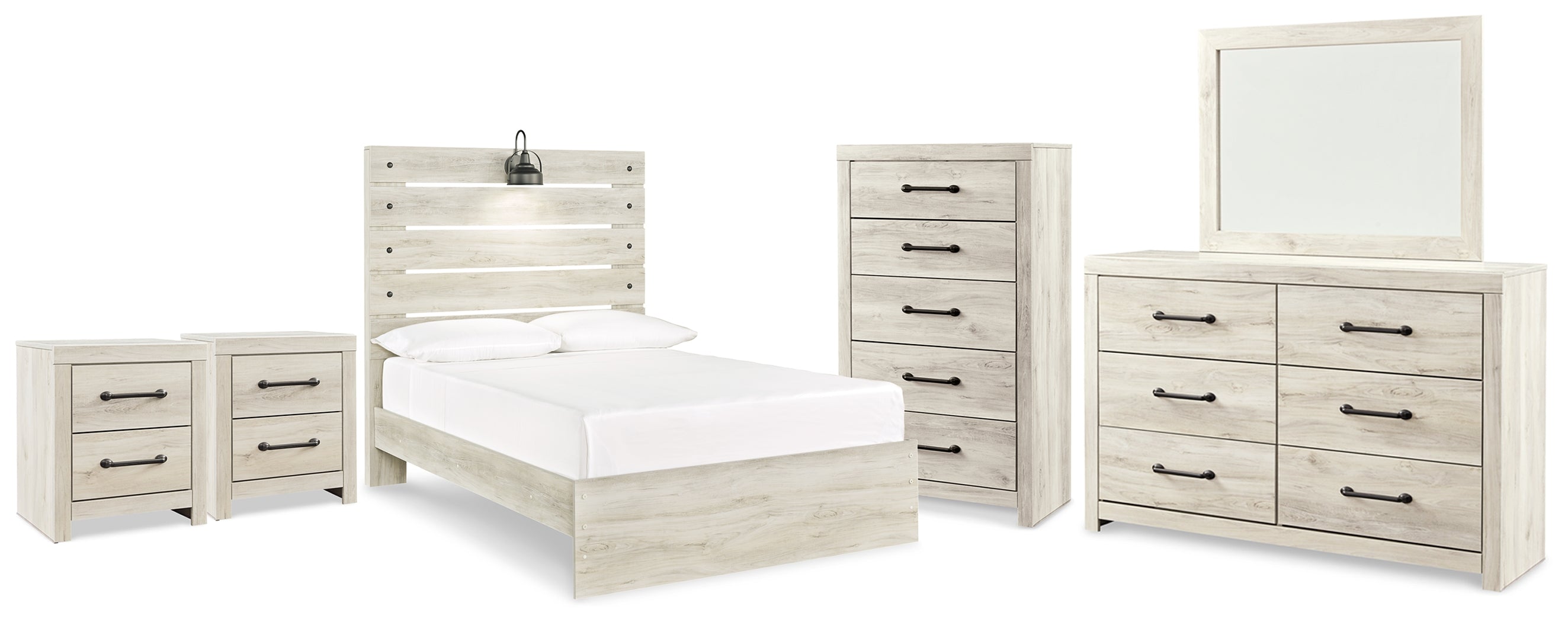 Diamond Furniture - Ashley Furniture - Cambeck Full Panel Bed, Dresser, Mirror, Chest and 2 Nightstands - Full Panel Bed, Dresser, Mirror, Chest and 2 Nightstands - B192B126