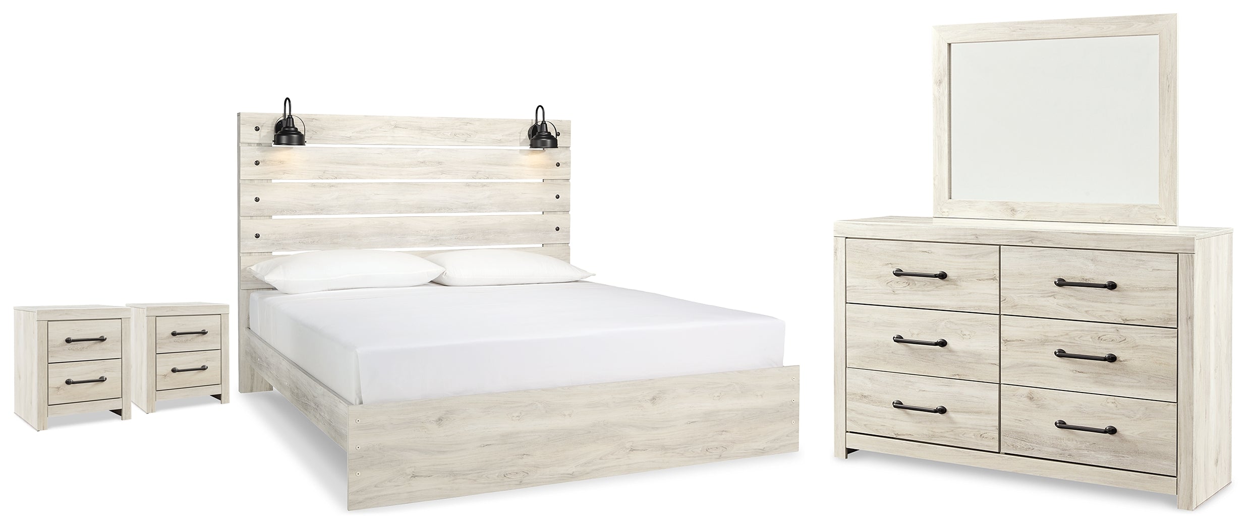 Diamond Furniture - Ashley Furniture - Cambeck King Panel Bed, Dresser, Mirror and 2 Nightstands - King Panel Bed, Dresser, Mirror and 2 Nightstands - B192B130
