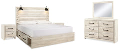 Diamond Furniture - Ashley Furniture - Cambeck King Panel Bed with 2 Side Storage, Dresser, Mirror, and Nightstand - King Panel Bed with 2 Side Storage, Dresser, Mirror, and Nightstand - B192B58