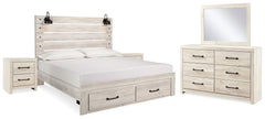 Cambeck King Storage Bed, Dresser, Mirror and 2 Nightstands