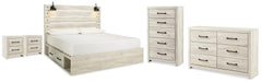 Diamond Furniture - Ashley Furniture - Cambeck King Panel Bed with Storage, Dresser, Chest and 2 Nightstands - King Panel Bed with Storage, Dresser, Chest and 2 Nightstands - B192B146