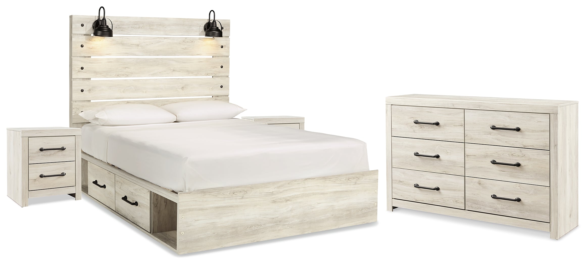 Diamond Furniture - Ashley Furniture - Cambeck Queen Panel Bed with Storage, Dresser and 2 Nightstands - Queen Panel Bed with Storage, Dresser and 2 Nightstands - B192B99