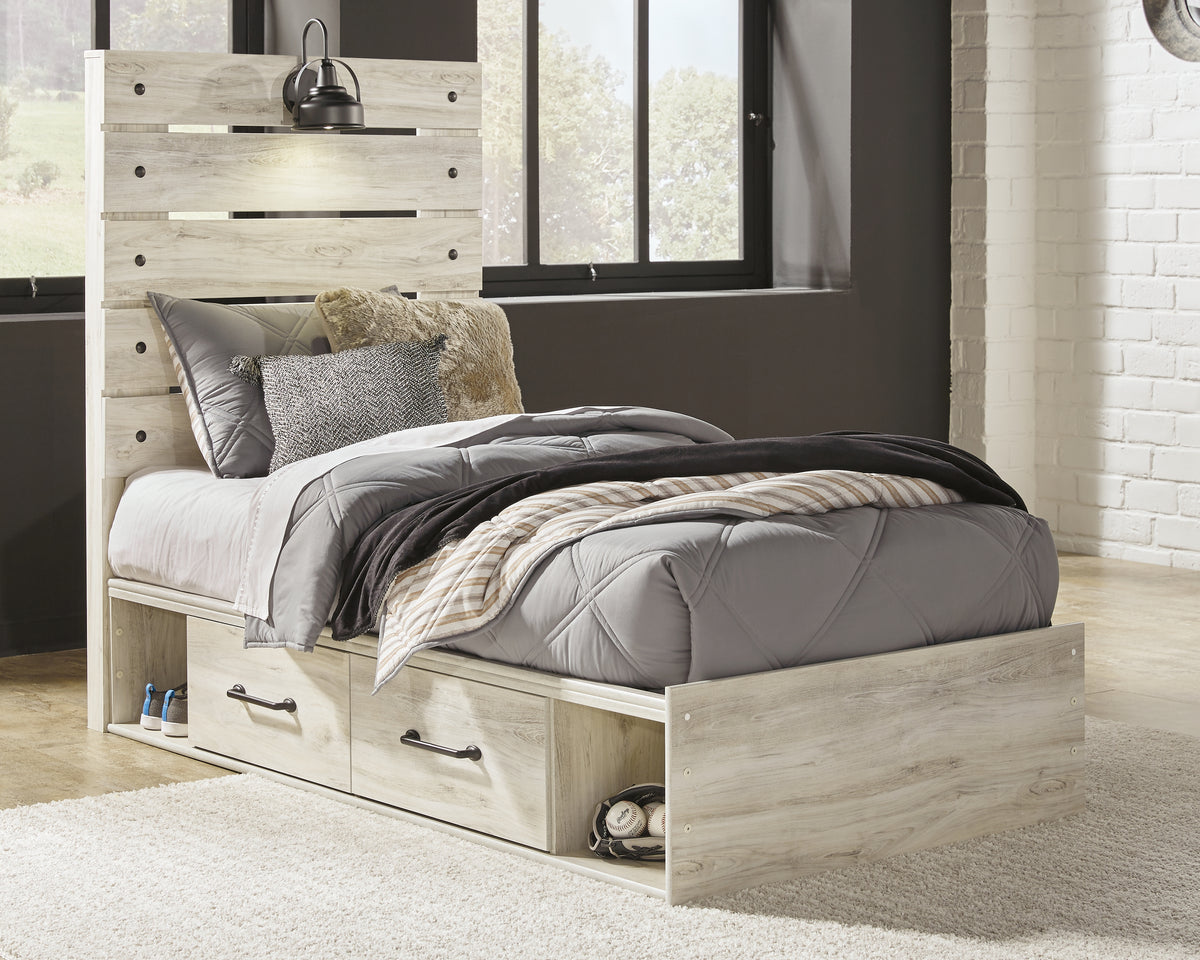 Diamond Furniture - Ashley Furniture - Cambeck Bedroom - Full Panel Bed with 4 Storage Drawers / Whitewash - B192B34