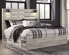 Diamond Furniture - Ashley Furniture - Cambeck King Panel Bed with 4 Storage Drawers - King Panel Bed with 4 Storage Drawers / Whitewash - B192B27