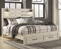 Diamond Furniture - Ashley Furniture - Cambeck King Panel Bed with 2 Storage Drawers - King Panel Bed with 2 Storage Drawers / Whitewash - B192B31