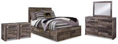 Diamond Furniture - Ashley Furniture - Derekson Full Panel Storage Bed, Dresser, Mirror and 2 Nightstands - Full Panel Storage Bed, Dresser, Mirror and 2 Nightstands - B200B75