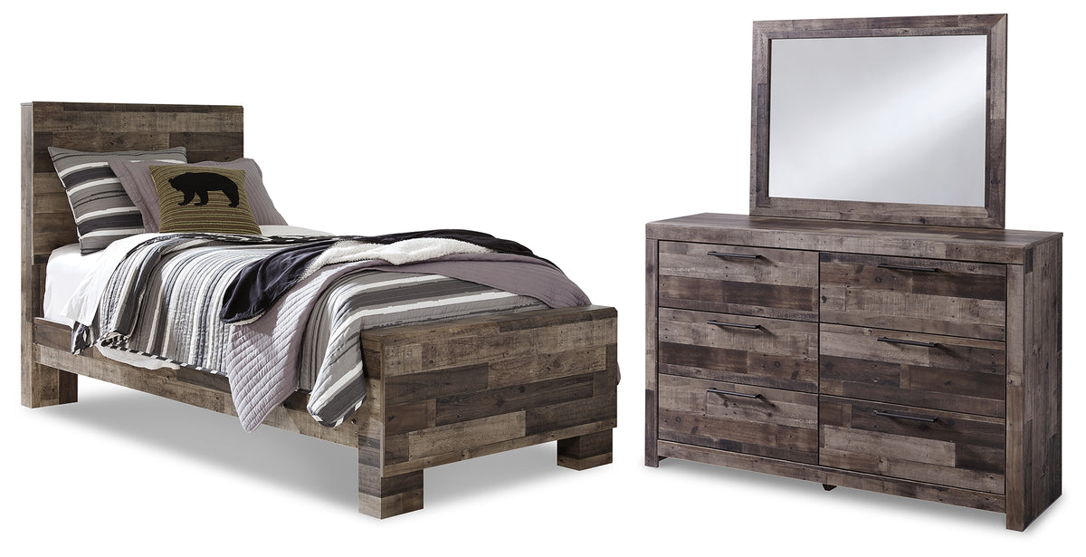 Diamond Furniture - Ashley Furniture - Derekson Twin Panel Bed, Dresser and Mirror - Twin Panel Bed, Dresser and Mirror - B200B3