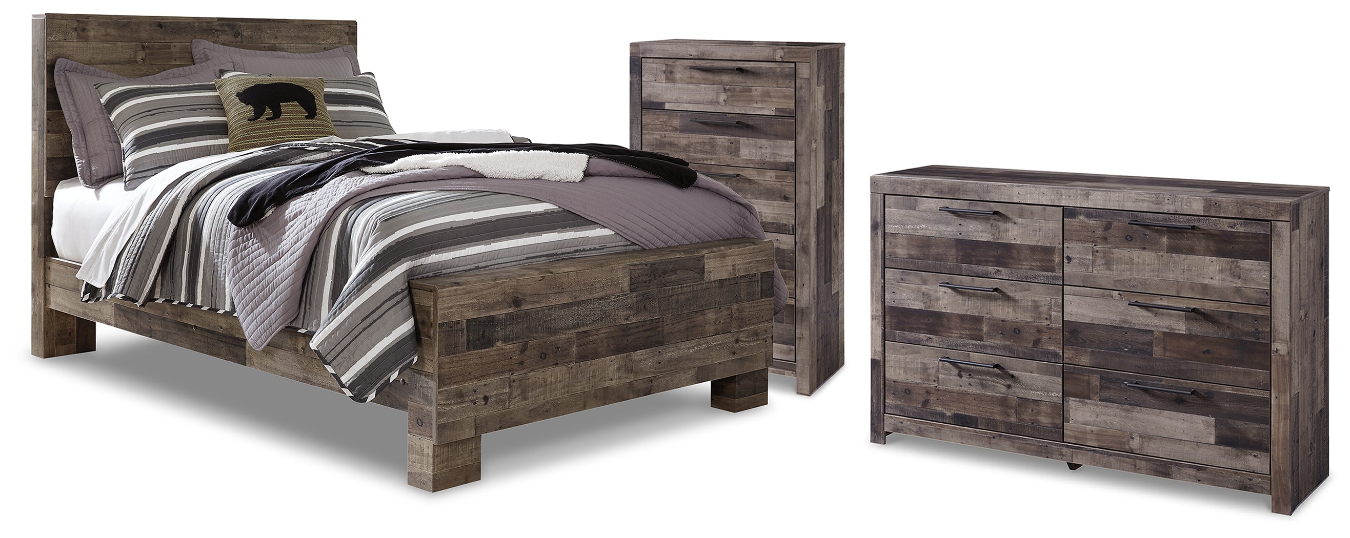 Diamond Furniture - Ashley Furniture - Derekson Full Panel Bed, Dresser and Chest - Full Panel Bed, Dresser and Chest - B200B77