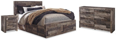 Diamond Furniture - Ashley Furniture - Derekson Queen Panel Storage Bed, Dresser and 2 Nightstand - Queen Panel Storage Bed, Dresser and 2 Nightstand / Multi Gray - B200B58