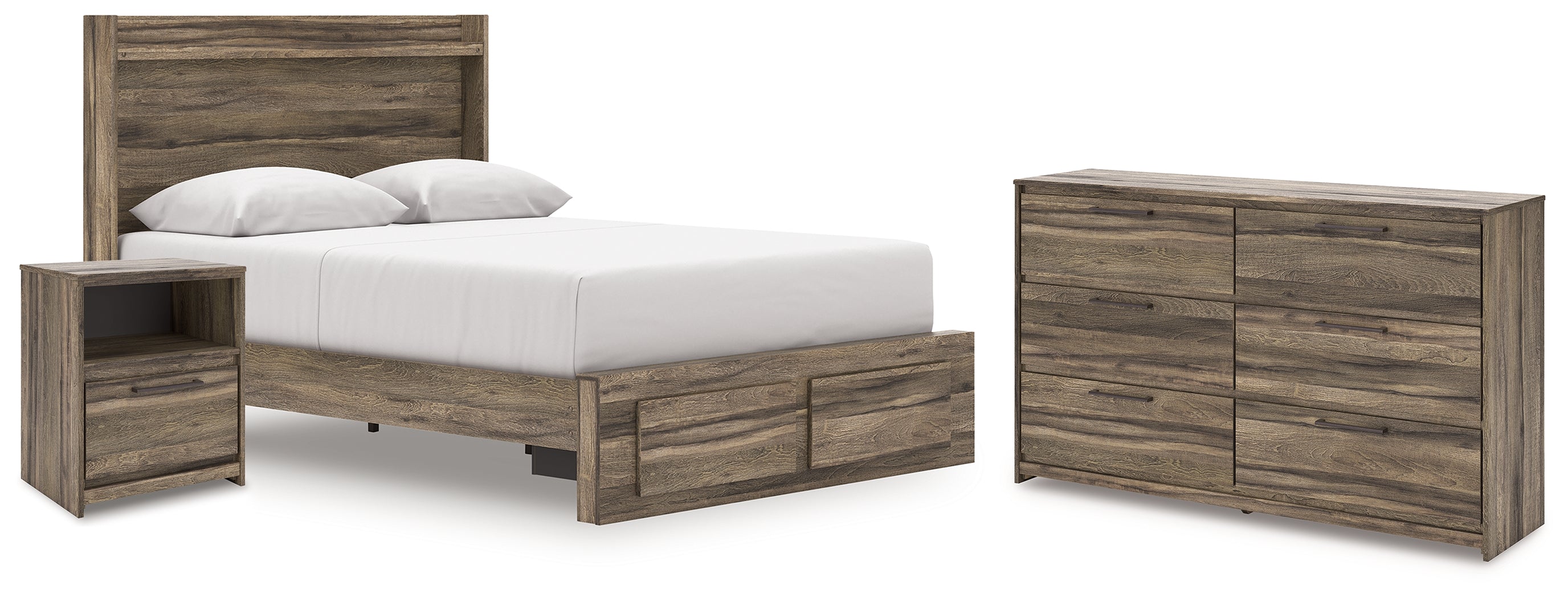 Diamond Furniture - Ashley Furniture - Elbrim Queen Panel Storage Bed, Dresser and Nightstand - Queen Panel Storage Bed, Dresser and Nightstand - PCB2005B12
