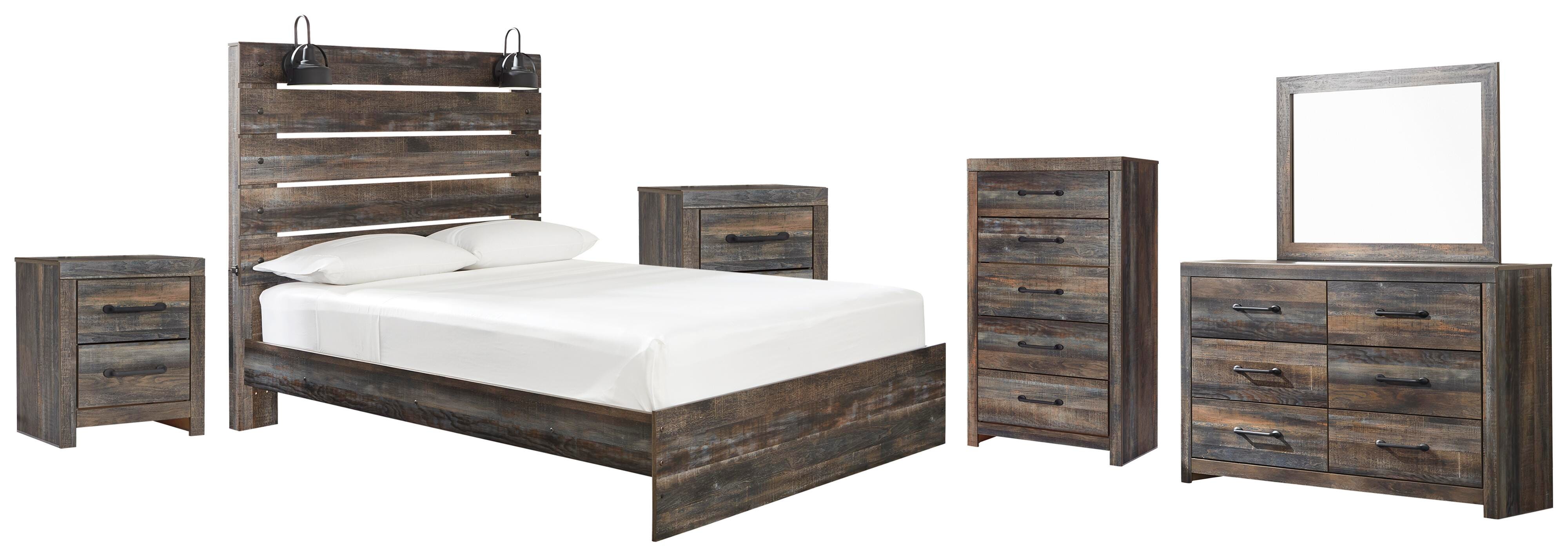 Diamond Furniture - Ashley Furniture - Drystan Queen Panel Bed, Dresser, Mirror, Chest and 2 Nightstands - Queen Panel Bed, Dresser, Mirror, Chest and 2 Nightstands - B211B131