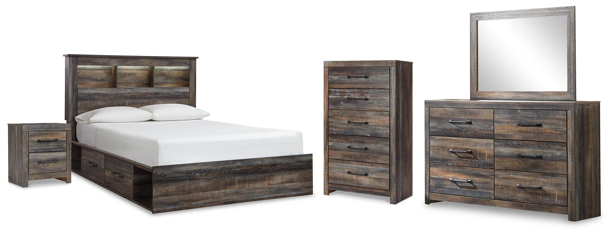 Diamond Furniture - Ashley Furniture - Drystan Queen Bookcase Storage Bed, Dresser, Mirror, Chest and Nightstand - Queen Bookcase Storage Bed, Dresser, Mirror, Chest and Nightstand - B211B129