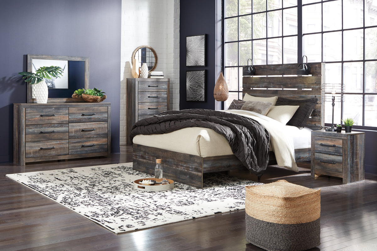 Diamond Furniture - Ashley Furniture - Drystan Queen Panel Bed, Dresser, Mirror, Chest and Nightstand - Queen Panel Bed, Dresser, Mirror, Chest and Nightstand - B211B74
