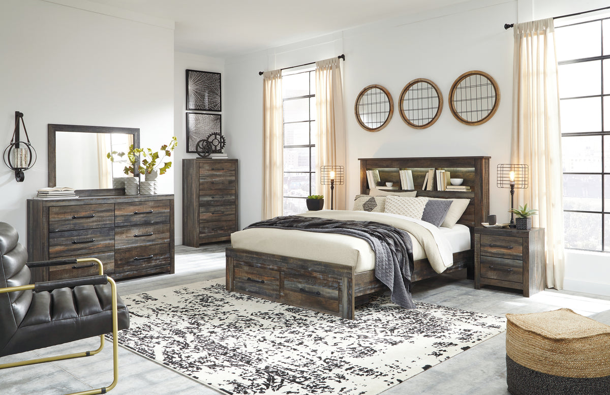 Diamond Furniture - Ashley Furniture - Drystan Queen Bookcase Storage Bed, Dresser, Mirror, Chest and 2 Nightstands - Queen Bookcase Storage Bed, Dresser, Mirror, Chest and 2 Nightstands - B211B79