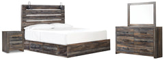 Diamond Furniture - Ashley Furniture - Drystan King Panel Bed with Under Bed Storage, Dresser, Mirror and Nightstand - King Panel Bed with Under Bed Storage, Dresser, Mirror and Nightstand - B211B62