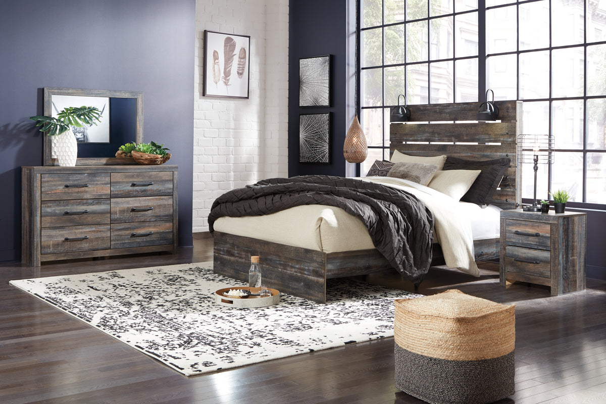 Diamond Furniture - Ashley Furniture - Drystan Queen Panel Bed, Dresser, Mirror and Nightstand - Queen Panel Bed, Dresser, Mirror and Nightstand - B211B57
