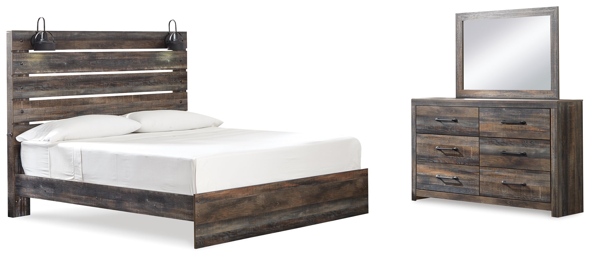 Diamond Furniture - Ashley Furniture - Drystan King Panel Bed, Dresser and Mirror - King Panel Bed, Dresser and Mirror - B211B76