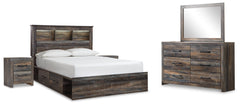 Diamond Furniture - Ashley Furniture - Drystan Queen Bookcase Storage Bed, Dresser, Mirror and 2 Nightstands - Queen Bookcase Storage Bed, Dresser, Mirror and 2 Nightstands - B211B19