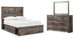 Diamond Furniture - Ashley Furniture - Drystan Full Panel Bookcase Bed, with Storage, Dresser and Mirror - Full Panel Bookcase Bed, with Storage, Dresser and Mirror - B211B73